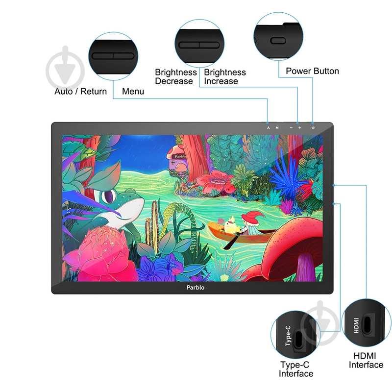 Монитор графический Parblo Coast 22 Pro 21,5" COAST22PRO black - фото 5 Монитор графический Parblo Coast 22 Pro 21,5" COAST22PRO black - фото 5