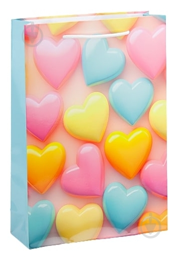 Пакет подарочный Сердца 33x23x8 см - фото 1 Пакет подарочный Сердца 33x23x8 см - фото 1