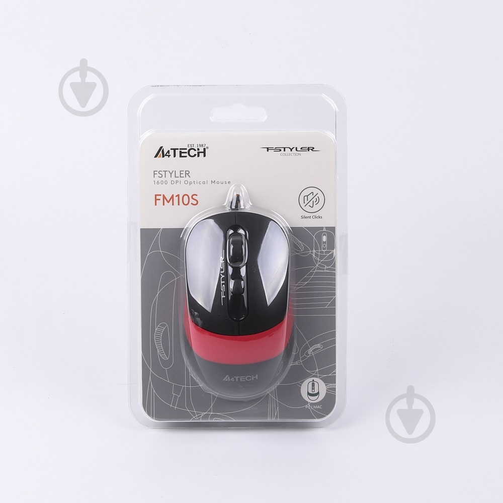 Мишка A4Tech безшумна Fstyler FM10S (Red) - фото 6