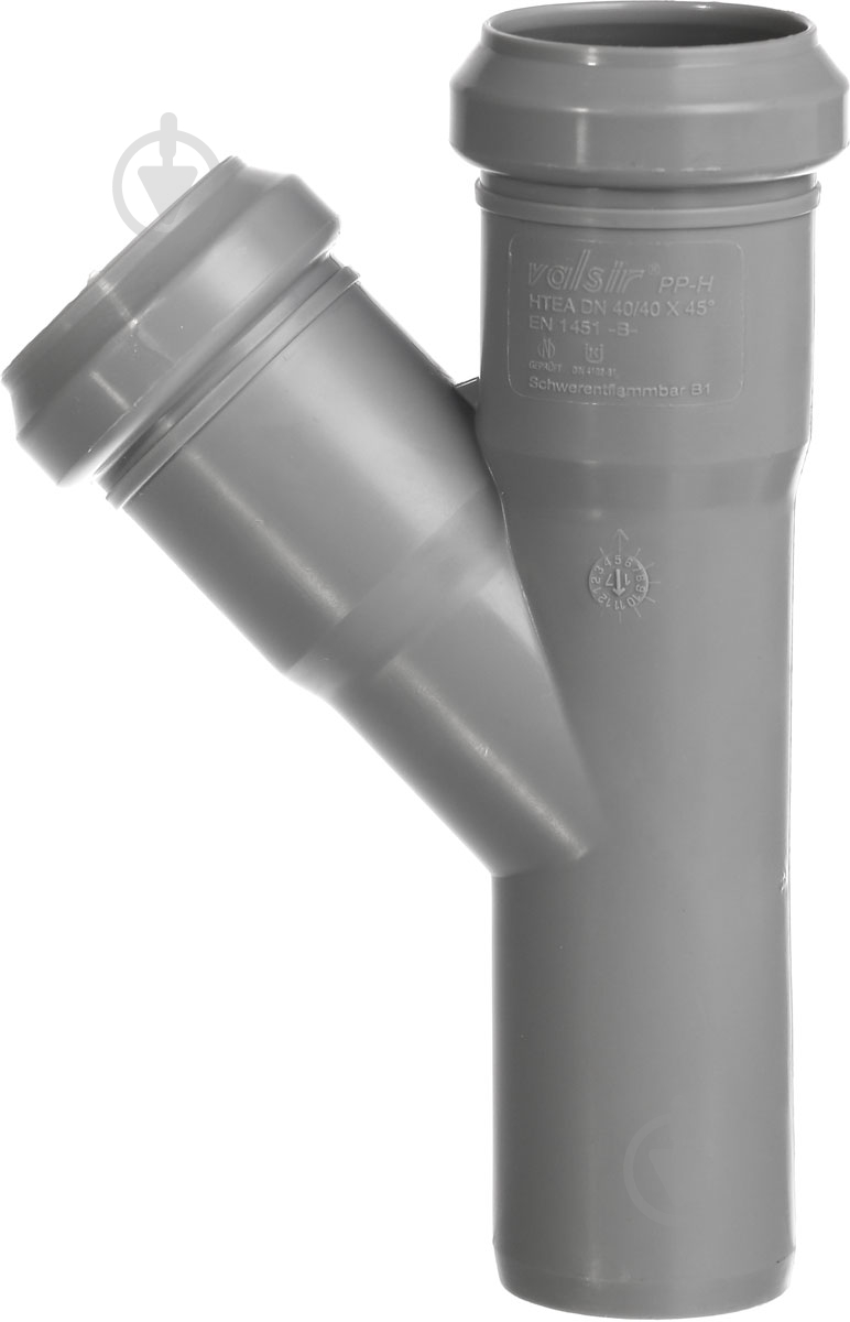 Тройник канализационный Valsir ПП d40х40x45° - фото 1