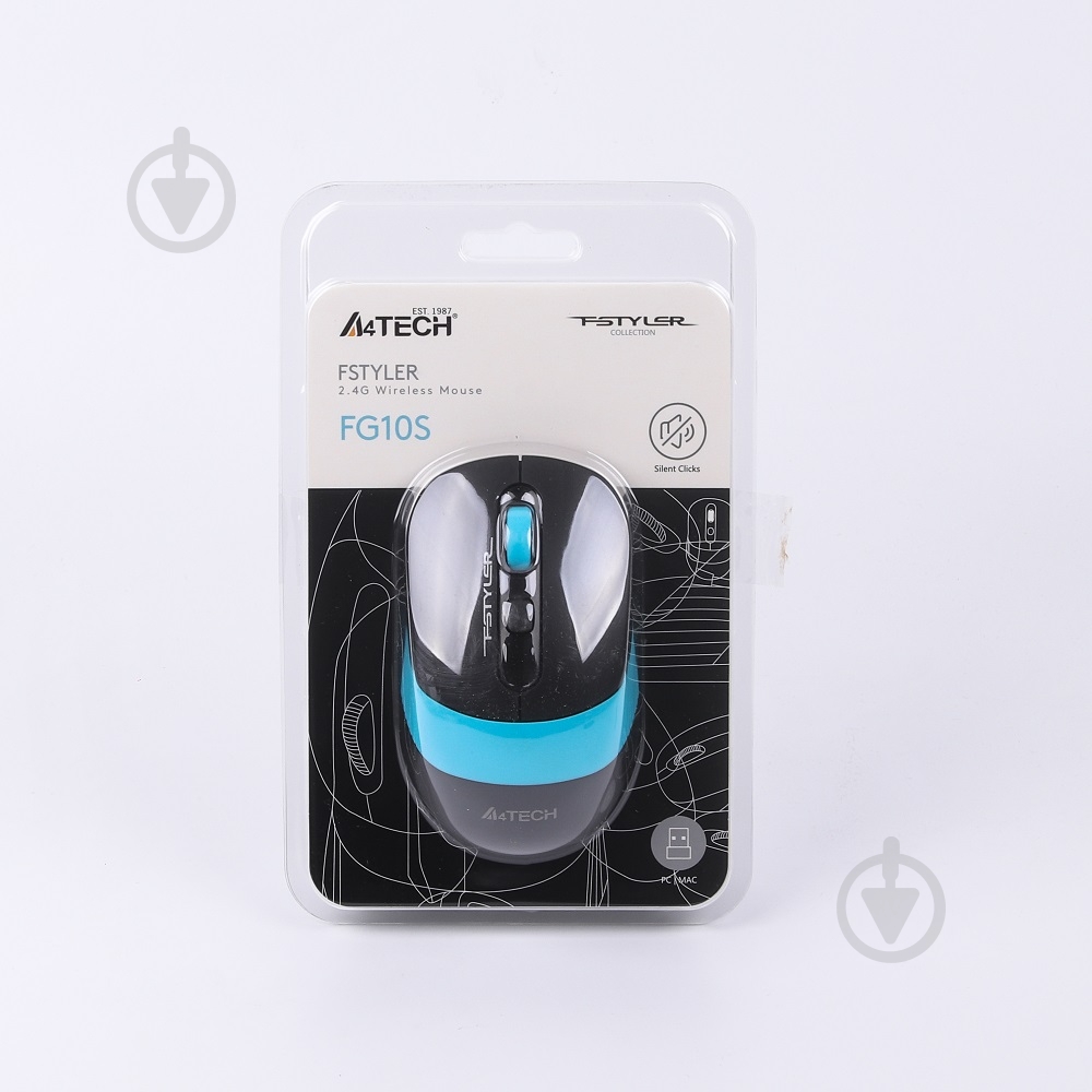 Мышка A4Tech бесшумная Fstyler FG10S (Blue) - фото 6 Мышка A4Tech бесшумная Fstyler FG10S (Blue) - фото 6