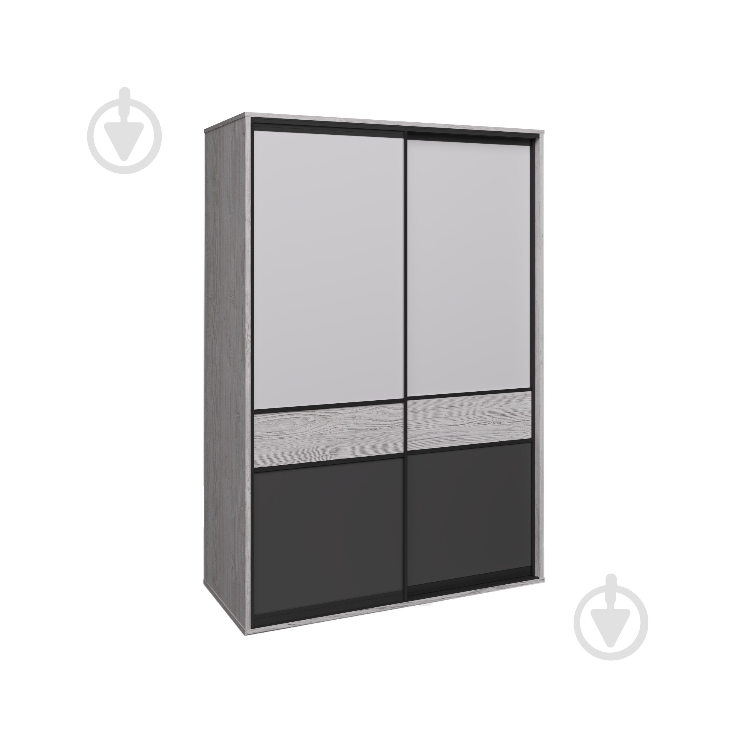 Шафа-купе Грейс 2дв ДСП Комбі ГР01 Вісент ДСП 1500x600x2400 мм дуб аляска/білий/графіт двері ДСП - фото 1