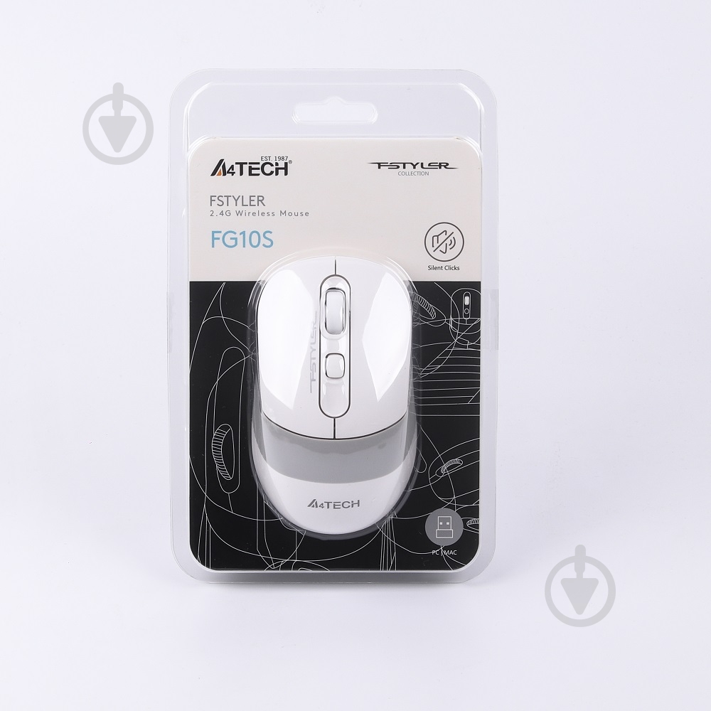 Мышка A4Tech бесшумная Fstyler FG10S (White) white - фото 6