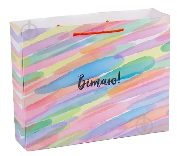 Пакет подарунковий Вітаю 31,5x25x8 см - фото 1 Пакет подарунковий Вітаю 31,5x25x8 см - фото 1