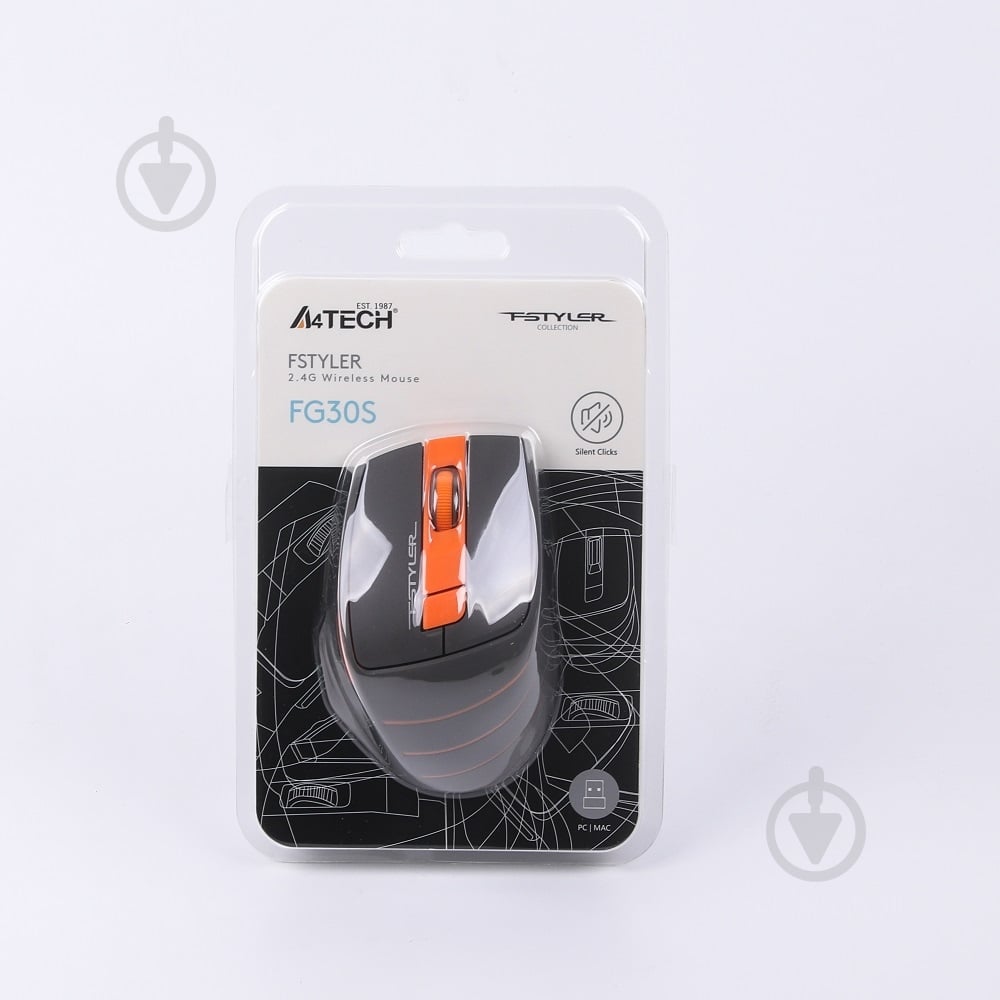 Мишка A4Tech безшумна Fstyler FG30S (Orange) orange (FG30S (Orange)) - фото 6