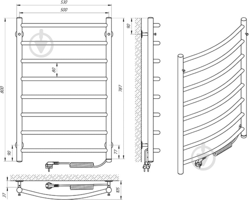 Полотенцесушитель Laris Классик П8 500х800 Е П S3 - фото 5