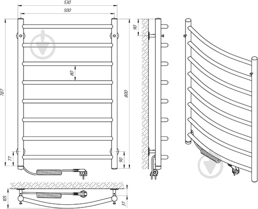 Полотенцесушитель Laris Классик П8 500х800 Е Л S3 - фото 5