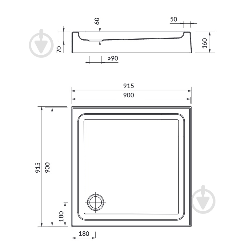 Поддон Cersanit Tako 90x90 S204-012 - фото 3