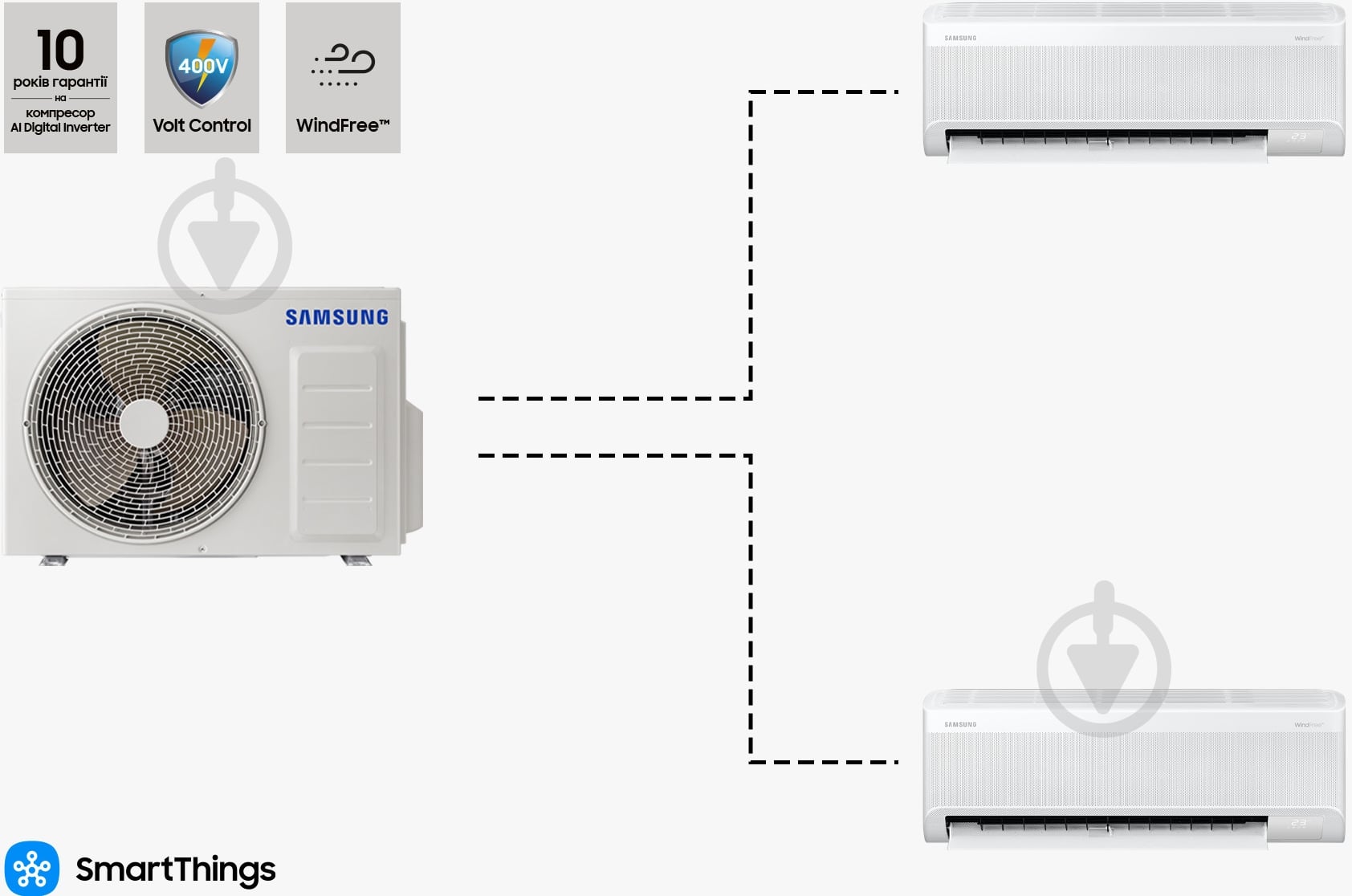 Мультисплит-система Samsung AJ040TXJ2KG/EU + AR09BXFAMWKNUA - 2 шт. - фото 1