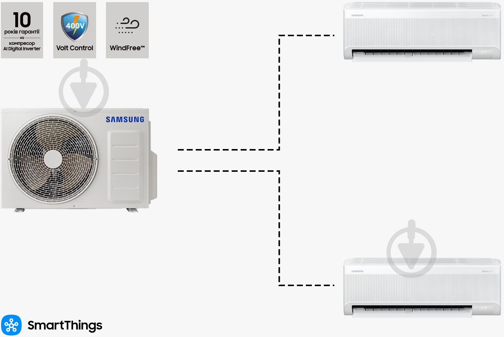 Мультисплит-система Samsung AJ050TXJ2KG/EU + AR09BXFAMWKNUA - 2 шт. - фото 1