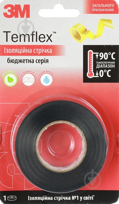 Изолента 3M Temflex черная ПВХ 1500-20-BK-BL - фото 1