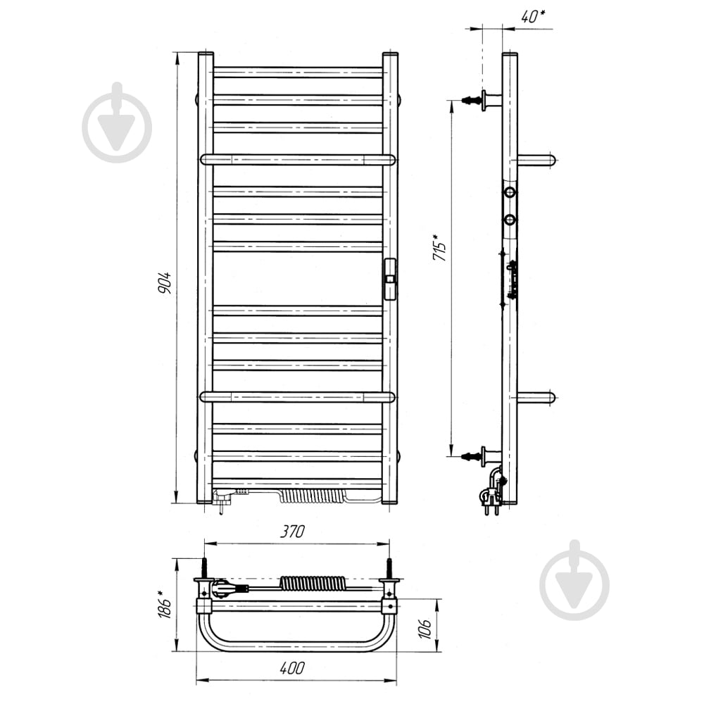 Рушникосушарка Rhein Simple S14 370х900 E R - фото 6