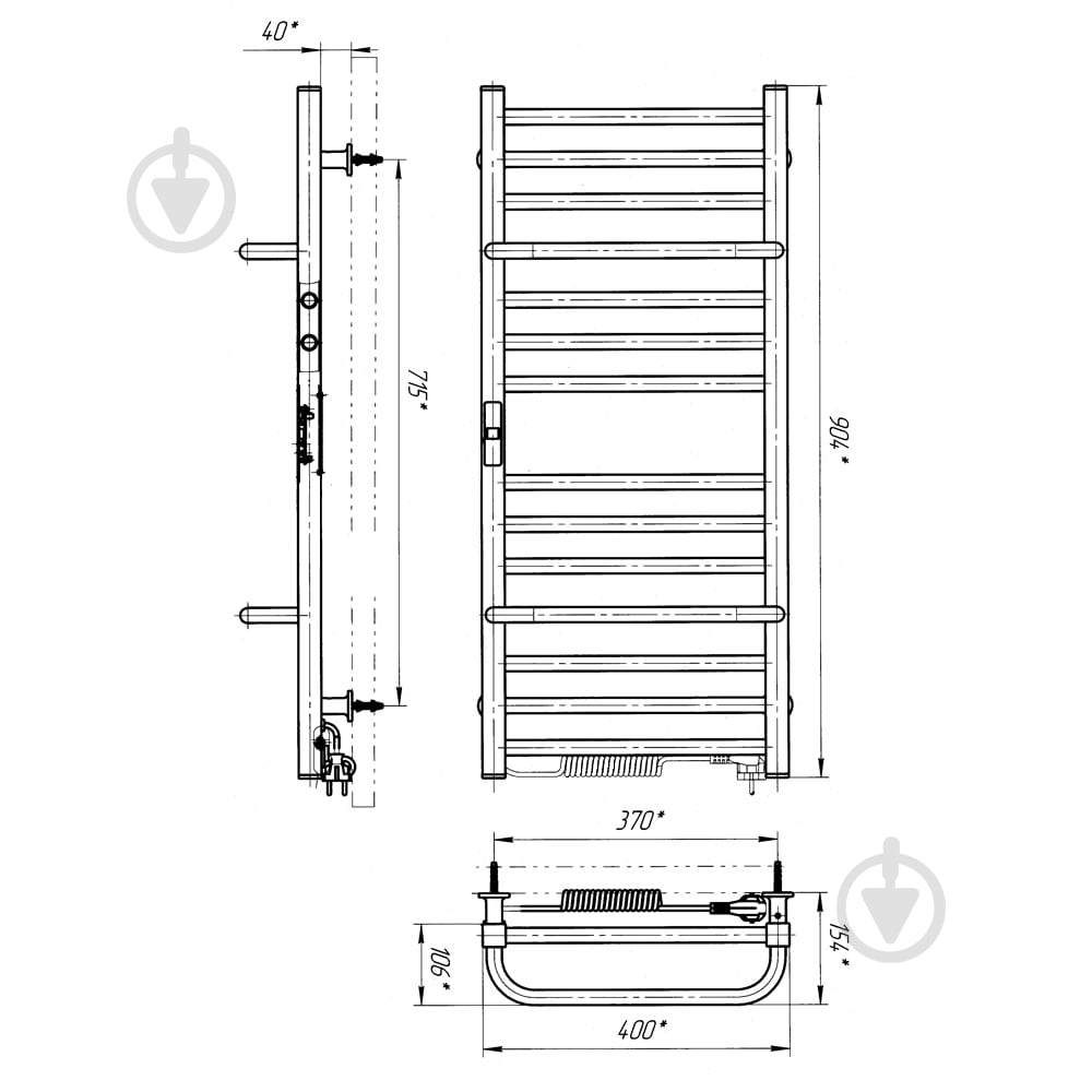 Рушникосушарка Rhein Simple S14 370х900 E L - фото 6