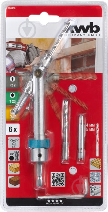 Держатель бит KWB с быстрозащелкивающимся замком 6 частей 1 шт. 100900 - фото 1