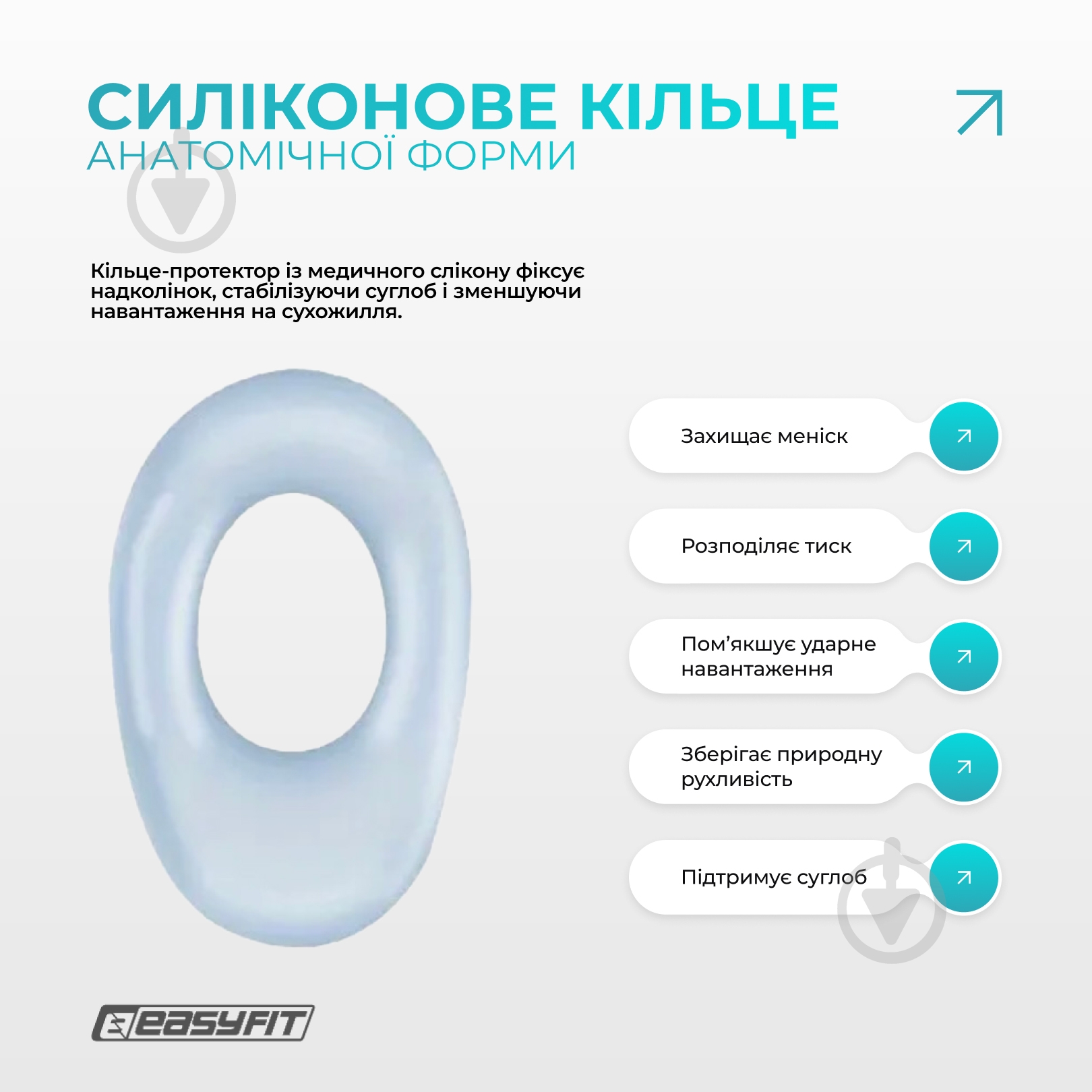 Бандаж (наколенник) ортопедический для коленного сустава с ребрами жесткости и силиконовой вставкой (серый). Размер S EasyFit р. S серый - фото 5 Бандаж (наколенник) ортопедический для коленного сустава с ребрами жесткости и силиконовой вставкой (серый). Размер S EasyFit р. S серый - фото 5