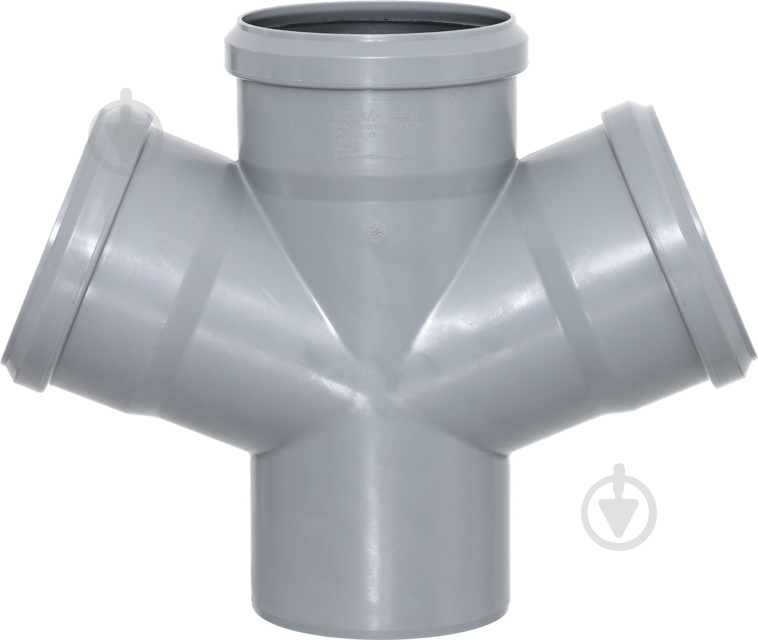Крестовина канализационная Valsir d100/100/x67° - фото 2