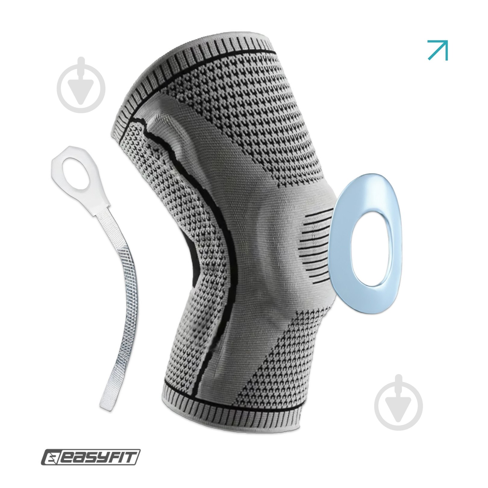 Наколінник ортопедичний з ребрами жорсткості та силіконовою вставкою EasyFit р. L сірий - фото 2 Наколінник ортопедичний з ребрами жорсткості та силіконовою вставкою EasyFit р. L сірий - фото 2