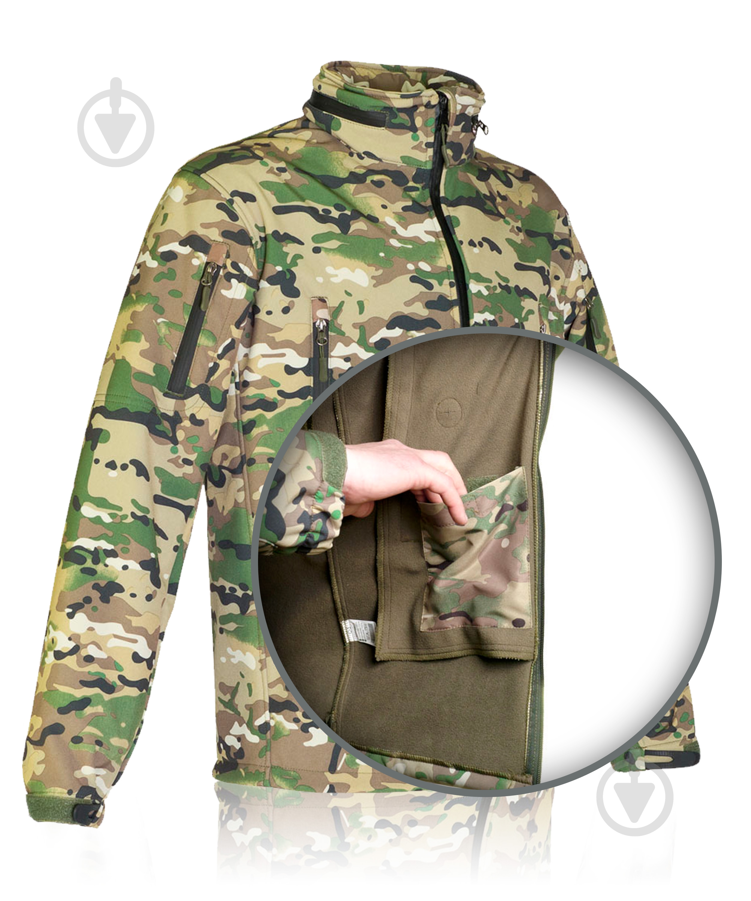 Куртка мужская демисезонная TORNADO Софтшел Мультикам Р 44-46 Рост 170-176см р.S камуфляж - фото 14