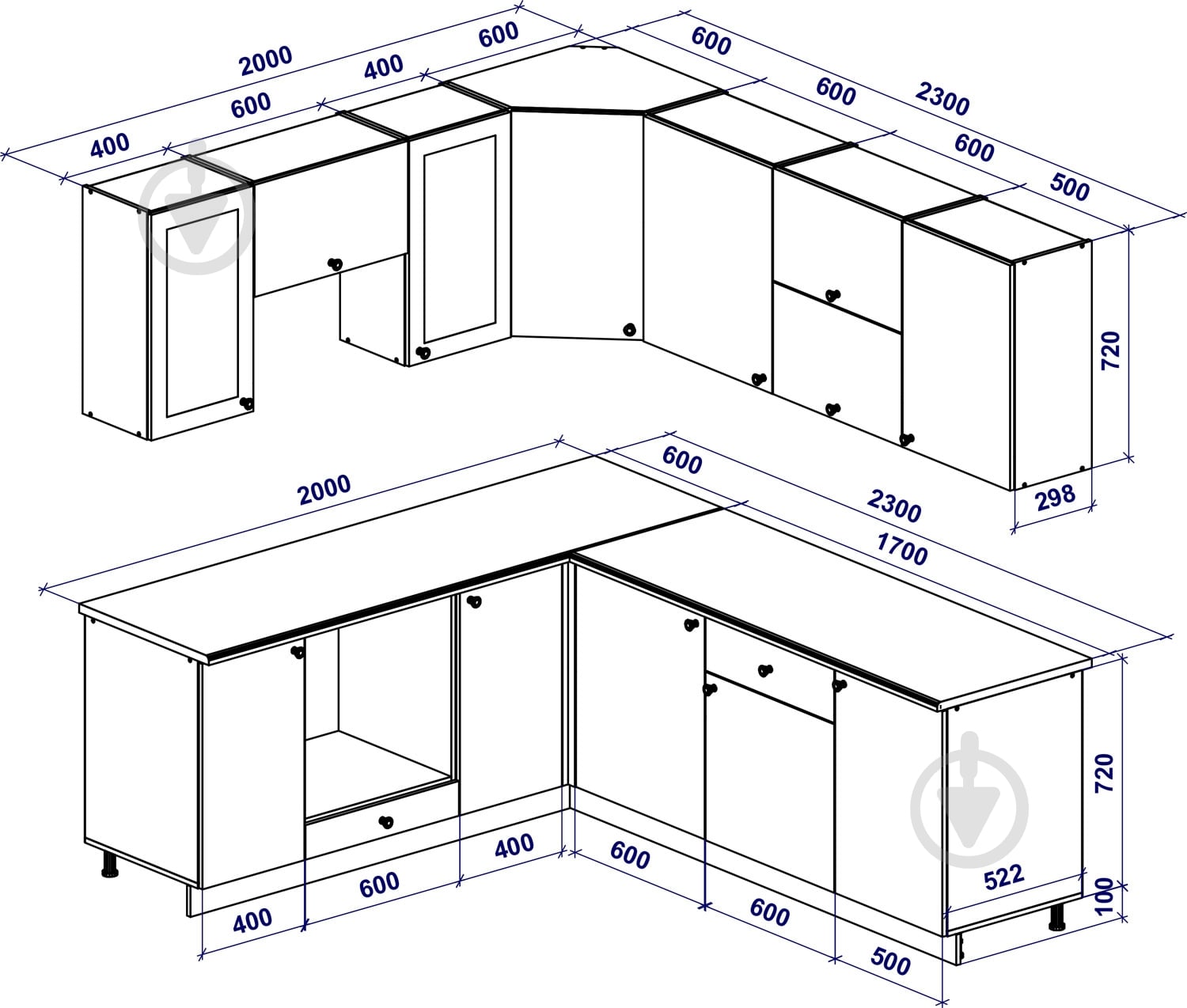Кухня модульна Прованс МДФ 2,3 м x 2 м - фото 4