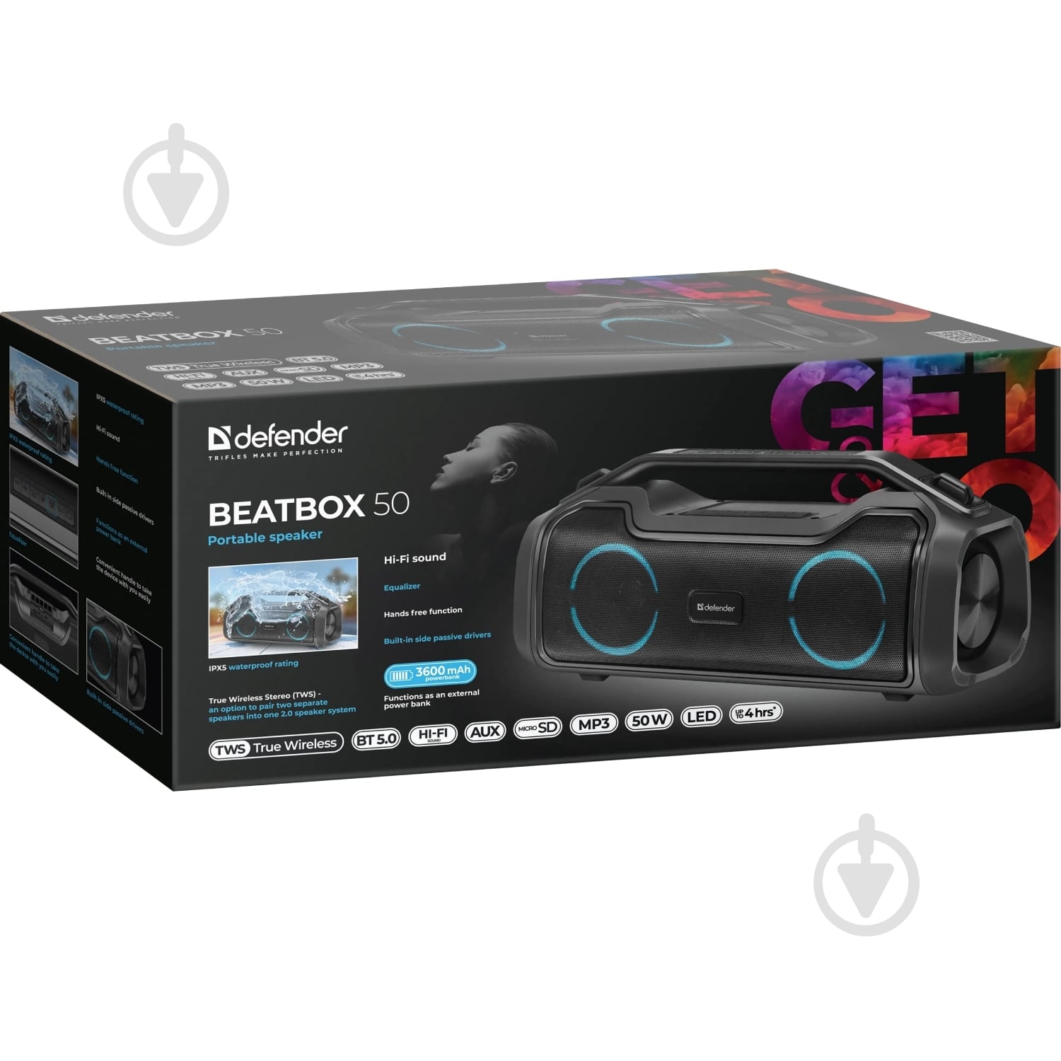 Портативная колонка Defender Beatbox 50 black (65950) - фото 5