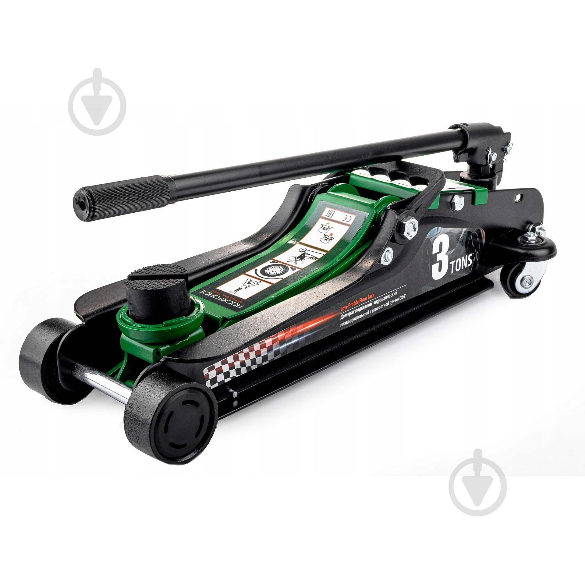 Домкрат гидравлический подкатной ROCKFORCE (85-385 мм) с поворотной ручкой 360° 3 т - фото 1 Домкрат гидравлический подкатной ROCKFORCE (85-385 мм) с поворотной ручкой 360° 3 т - фото 1