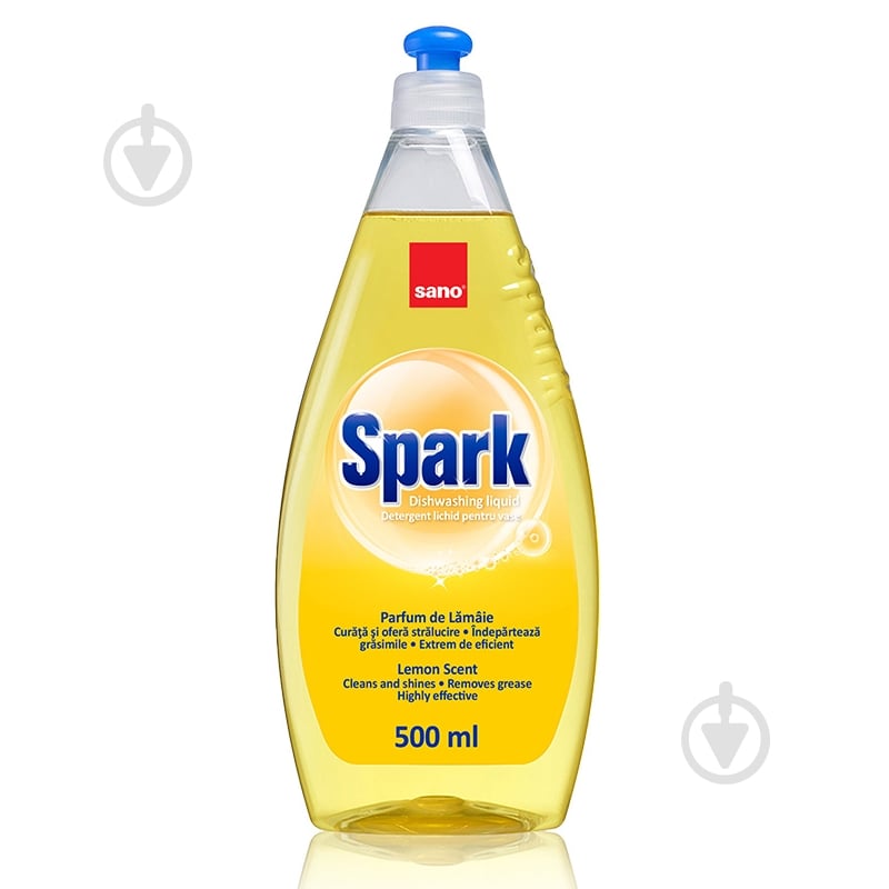 Засіб для ручного миття посуду Sano Spark Лимон 0,5 л - фото 1