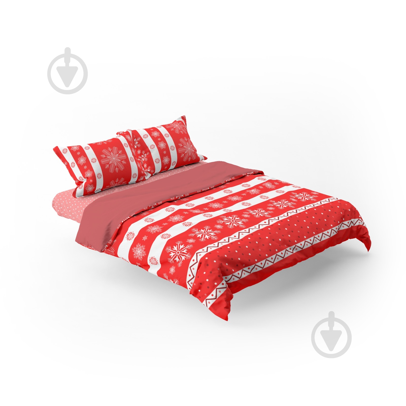 Комплект постельного белья Иней евро красный с рисунком Rigel - фото 3