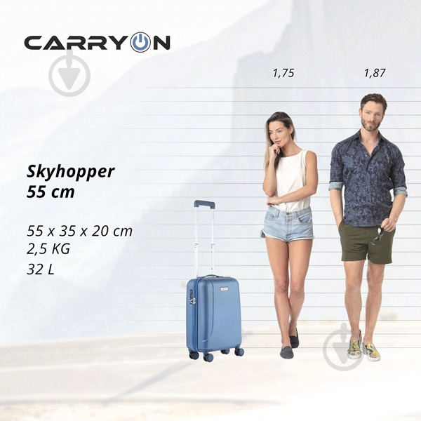 Чемодан CarryOn Skyhopper (S) 32 л синий 502139-S - фото 9