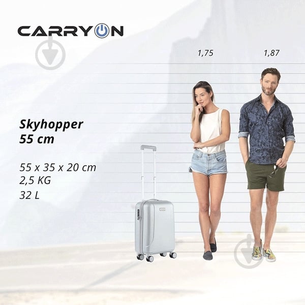 Чемодан CarryOn Skyhopper (S) 32 л серебряный 502129-S - фото 7