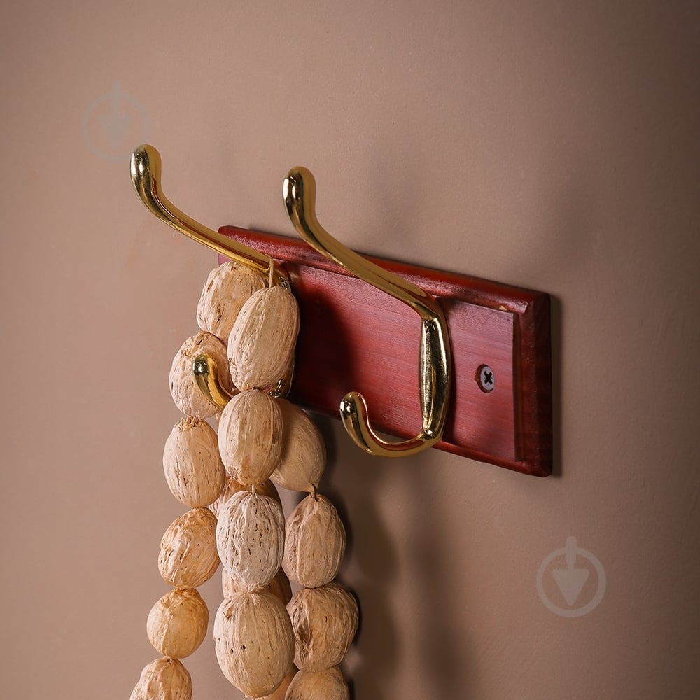 Вешалка с крючками Larvij LH2LMH01PB красное дерево/золото - фото 4
