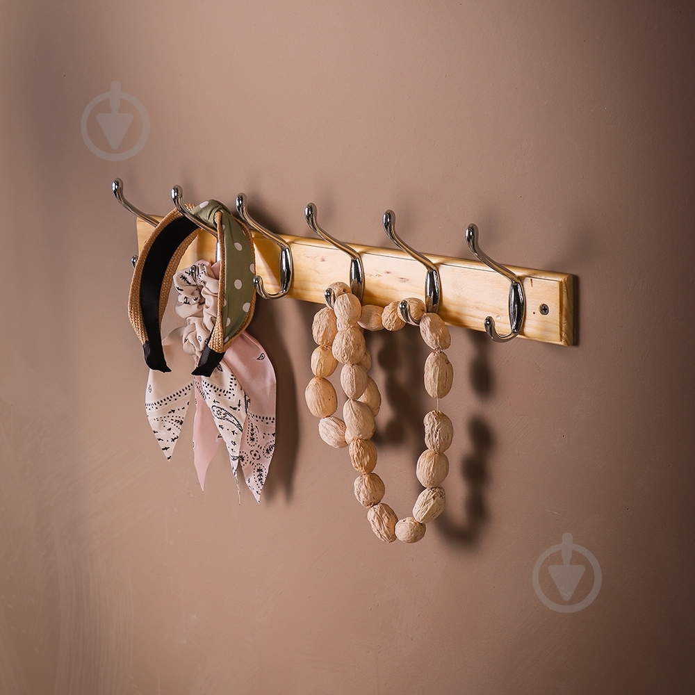 Вішалка з гачками Larvij LH6LPN01CH сосна/хром - фото 6