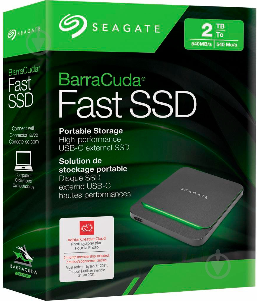 SSD-накопичувач Seagate BarraCuda Fast 2000GB Portable USB 3.2 3D TLC (STJM2000400) - фото 8 SSD-накопичувач Seagate BarraCuda Fast 2000GB Portable USB 3.2 3D TLC (STJM2000400) - фото 8