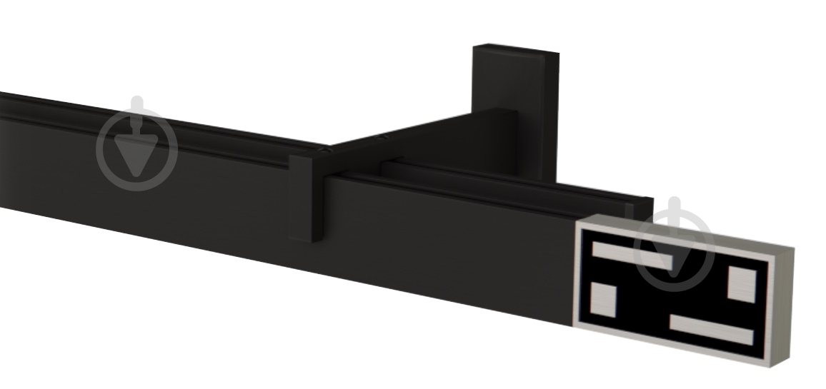 Комплект карнизу Quadrum G-TECH подвійний 14/250 см чорний з білими гачками - фото 1