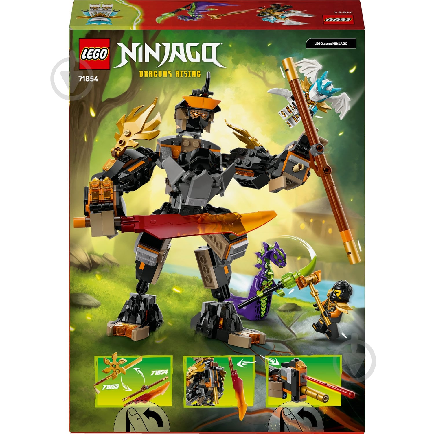 ᐉ Конструктор LEGO NINJAGO Робот Коула для миссии и Дракон Зейн
