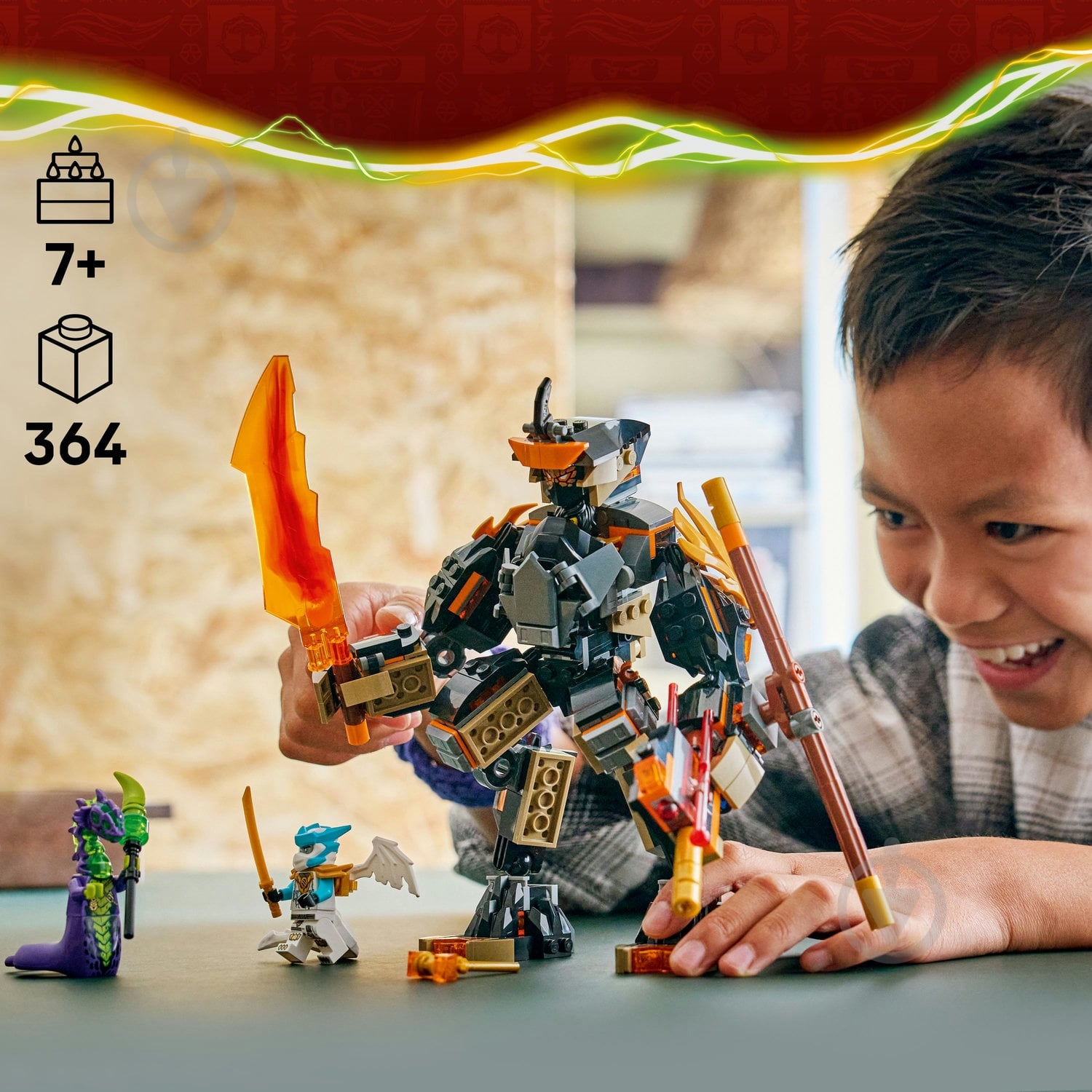 ᐉ Конструктор LEGO NINJAGO Робот Коула для миссии и Дракон Зейн