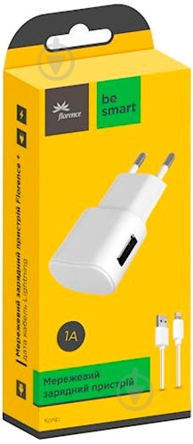 Зарядное устройство Florence FW-1U010W + cable microUSB white - фото 2