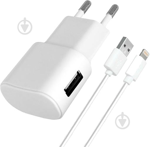 Зарядное устройство Florence FW-1U010W + cable microUSB white - фото 1