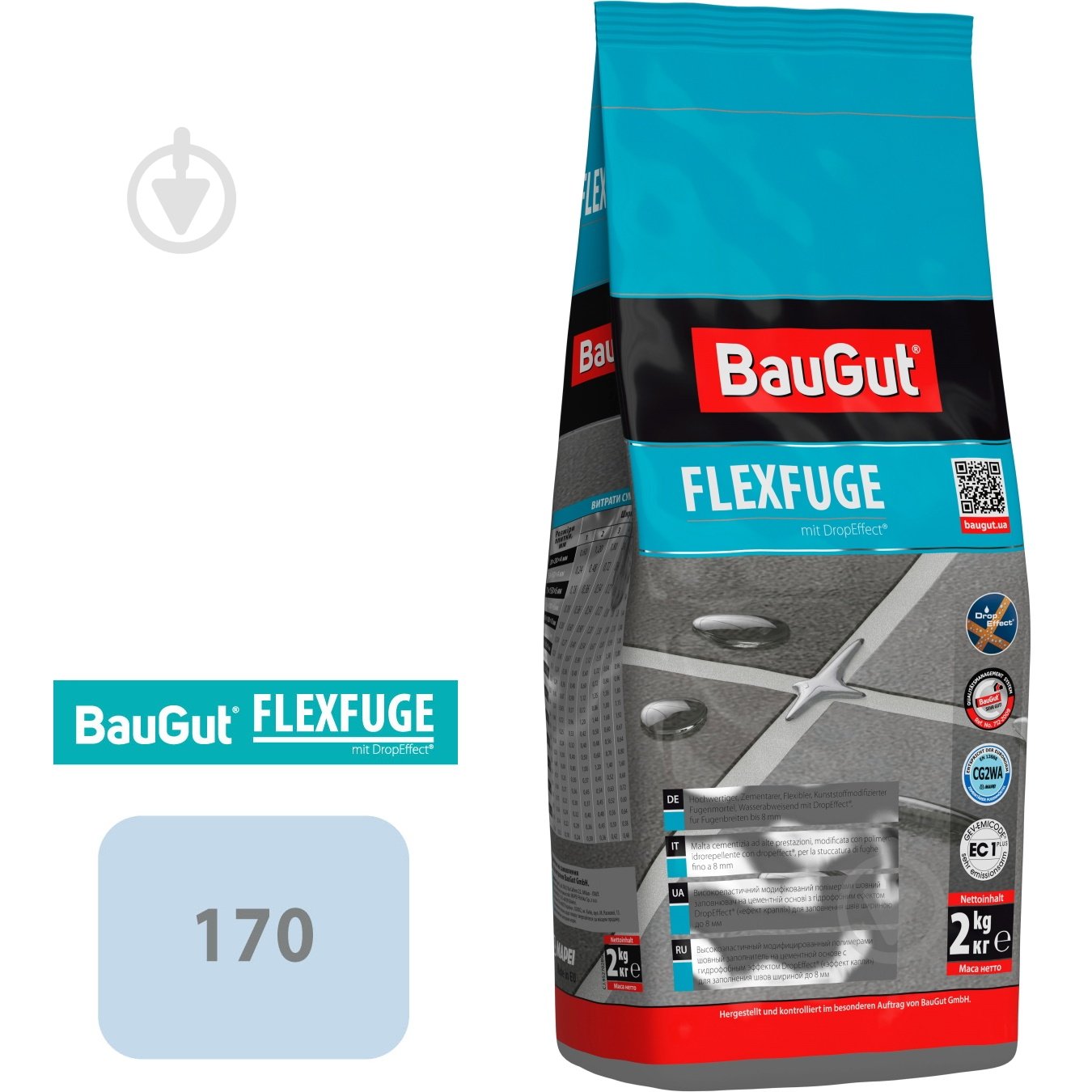 Затирка для плитки BauGut FLEXFUGE 170 2 кг синий - фото 1