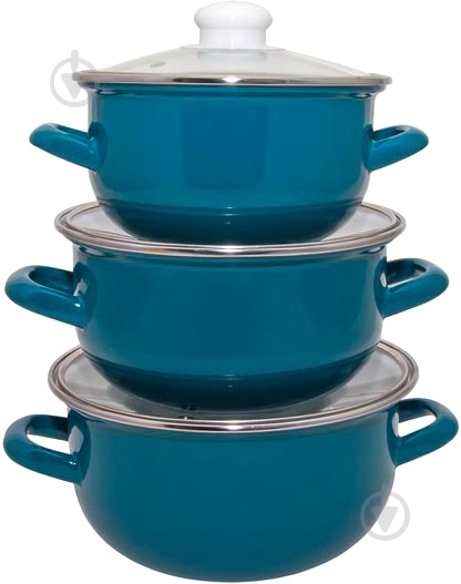 Набор кастрюль Infinity Blue 1,5 л/2,3 л/2,9 л - фото 1