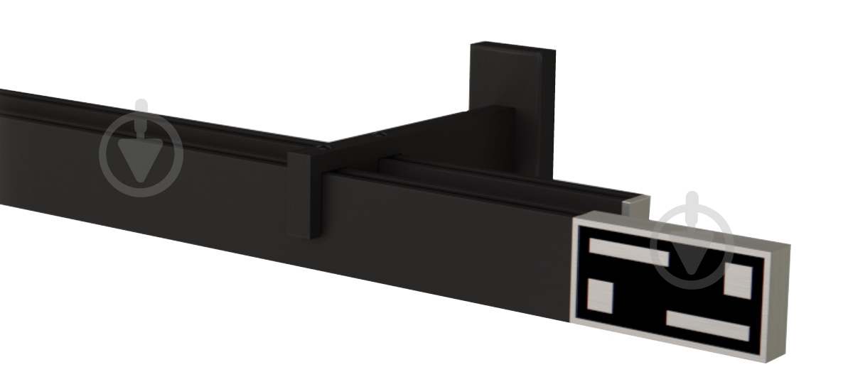 Комплект карниза Quadrum G-TECH двойной 14/200 см черный/сталь с белыми крючками - фото 1