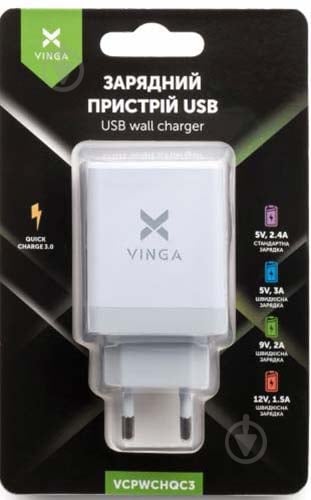 Зарядний пристрій Vinga 3 Port USB Charger QС3.0 - фото 5