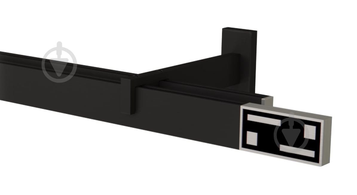 Комплект карниза Quadrum G-TECH двойной 17/350 см черный/сталь с белыми крючками - фото 1