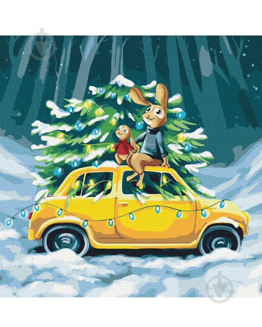 Картина за номерами Зимова казка для зайченят ©artdi.ua 40x40 см Brushme - фото 1