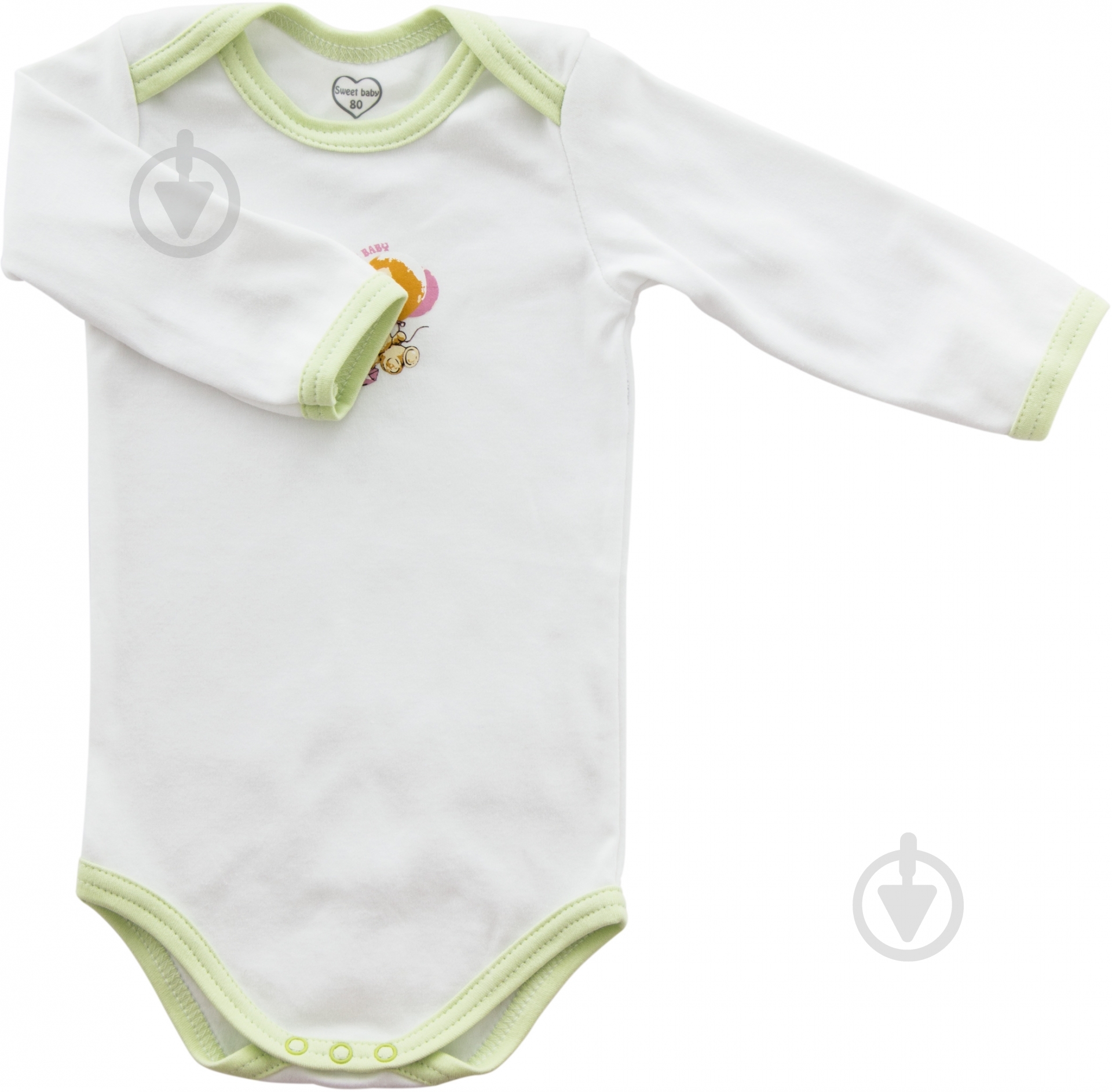 Боди Sweet baby Кроха лодочка р.68 белый с зеленым 012.548.1с - фото 1