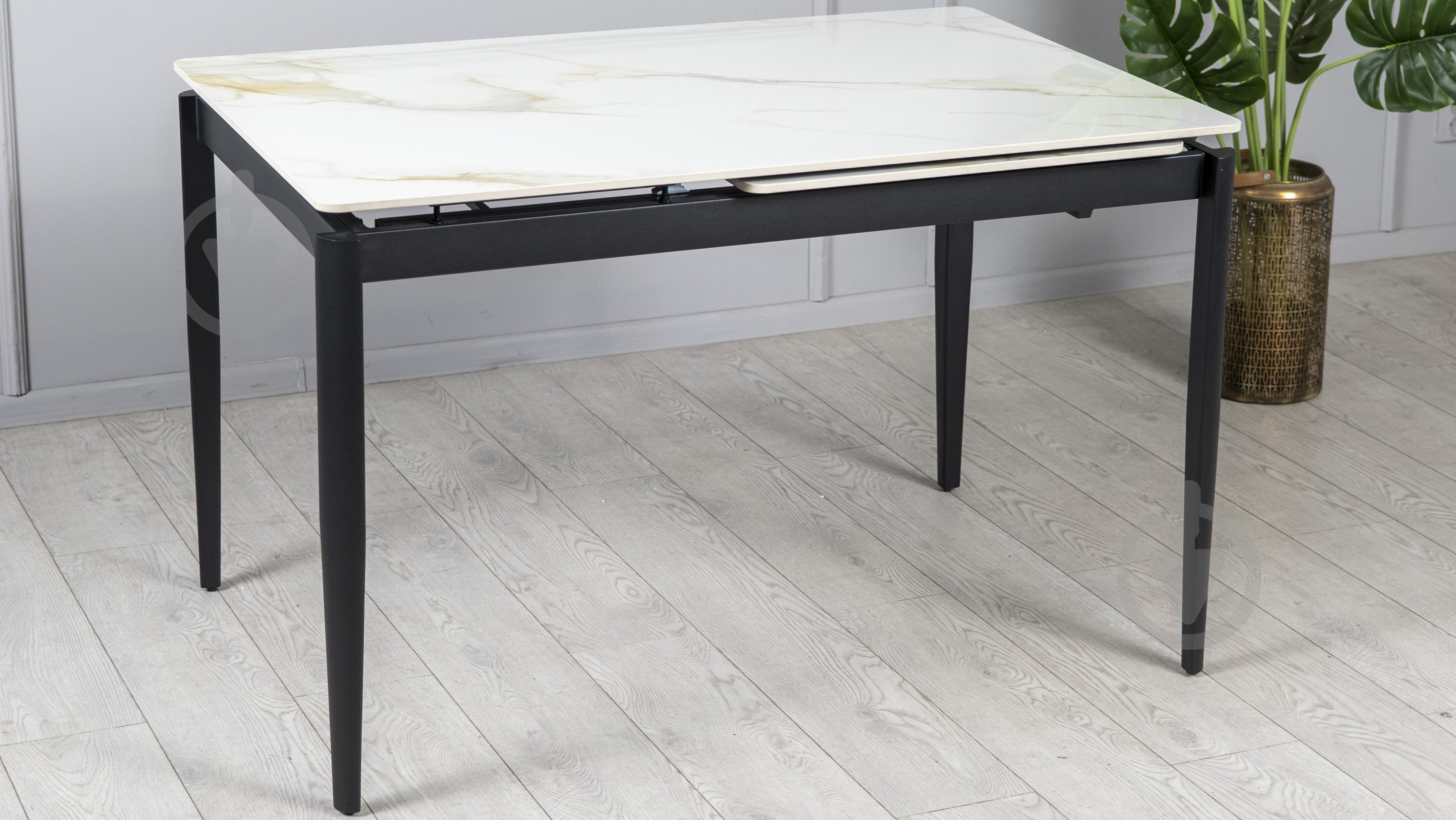 Стол обеденный Prestol Хит 1200(1800)x800x750мм молочный/черный - фото 2