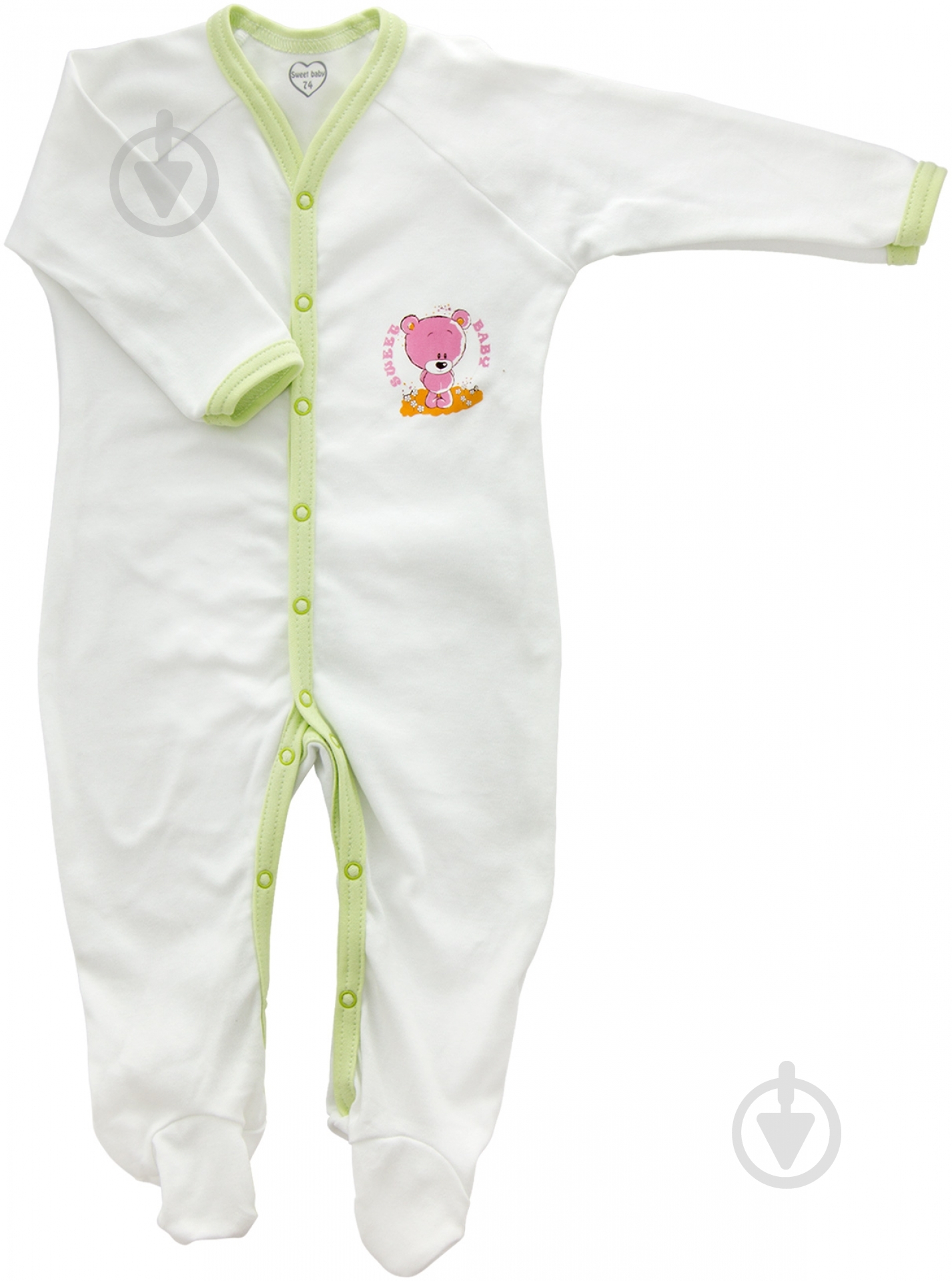 Человечек Sweet baby Кроха р.62 белый с зеленым 015.545.1с - фото 1