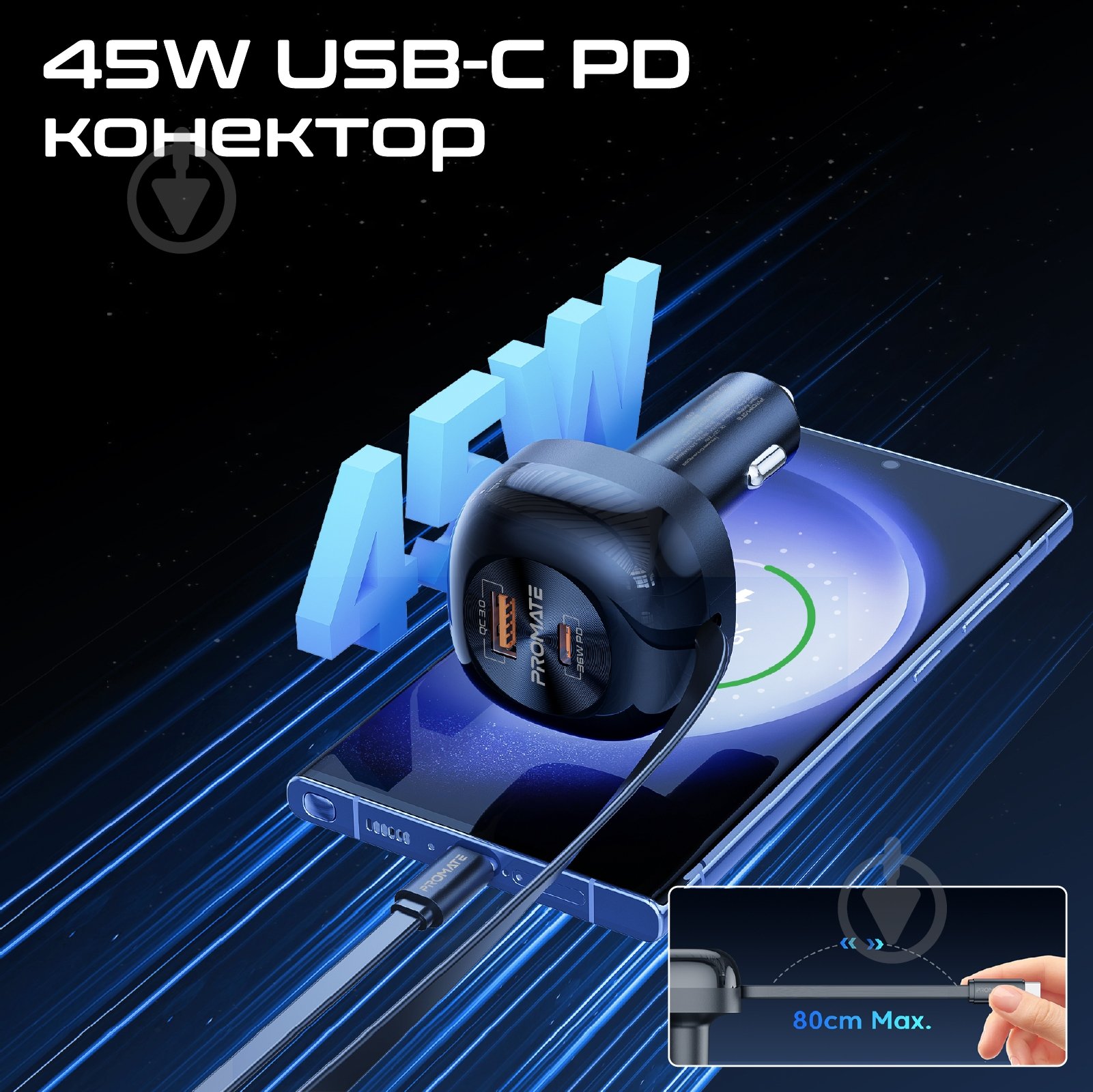 Автомобільний зарядний пристрій Promate PowerDrive-RC65 - фото 3