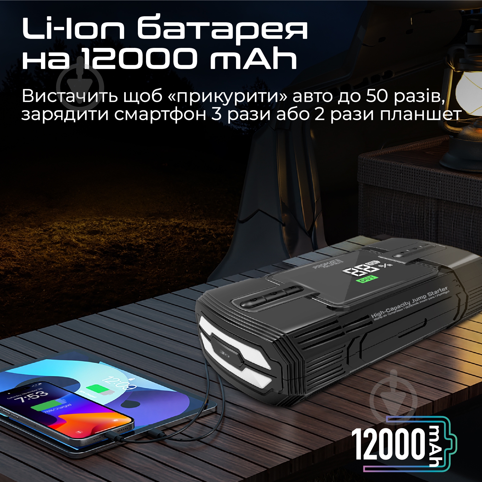 Повербанк Promate 12000 mAh black (patrolpack-3) - фото 4 Повербанк Promate 12000 mAh black (patrolpack-3) - фото 4