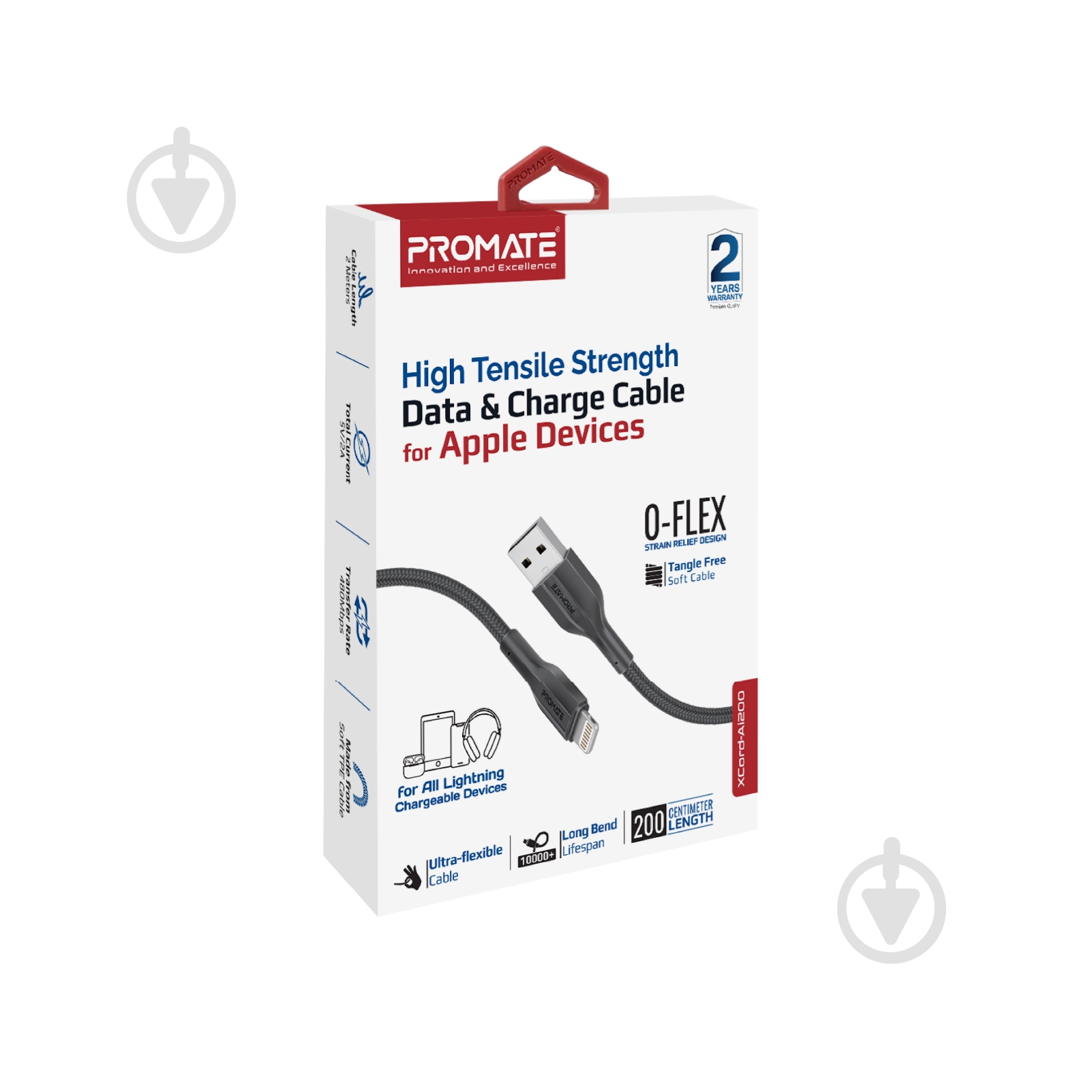 Кабель Promate xCord-Ai200 2 м black (xcord-ai200.black) - фото 5