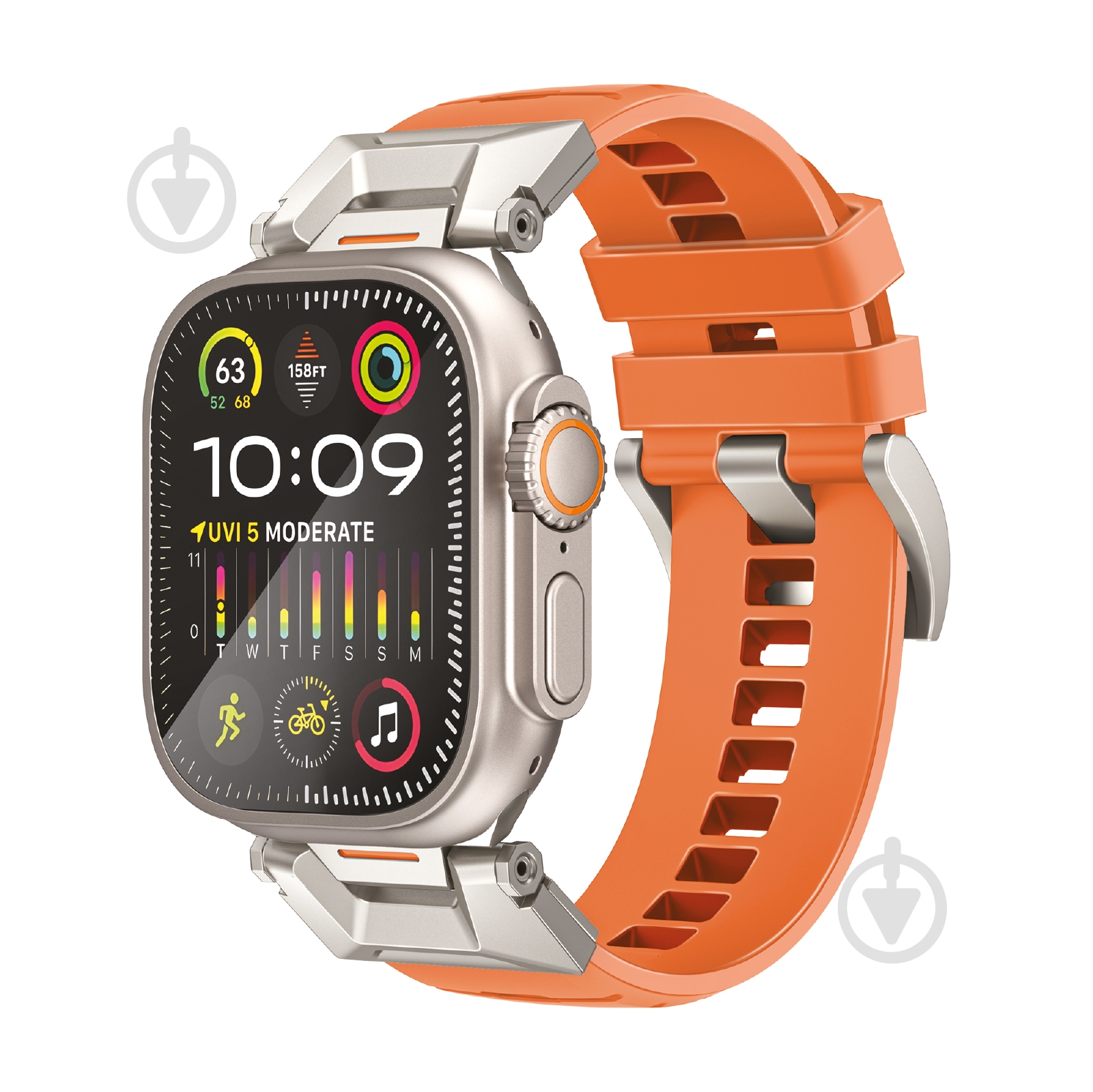 Ремінець Promate для Apple Watch 42/44/45/49 мм SilicaBand-Pro orange (silicaband-pro.orange) - фото 1